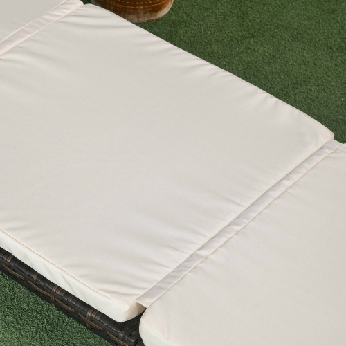 Outsunny Patio Lounger, 5-Level Adjustable Outdoor Chaise Lounge, Rattan Lounge Chair with Reclining Back, Headrest for Poolside, Garden, Cream White