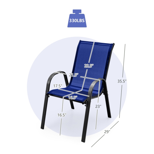 Gymax Patio Set of 4 Dining Chairs Stackable Armrest Space Saving Garden Patio Navy