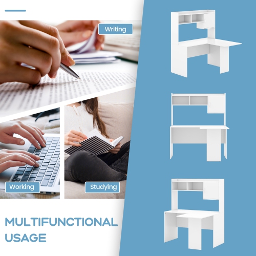 Gymax L-Shaped Desk w/ Open Storage Hutch Corner Computer Desk w/ Shelves & Cabinet