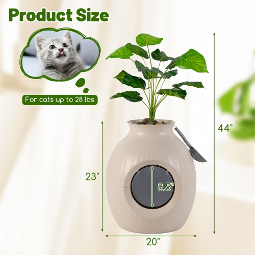 Gymax Plant Cat Litter Box w/ Smart Odor Removal Hidden Cat Litter Box Furniture