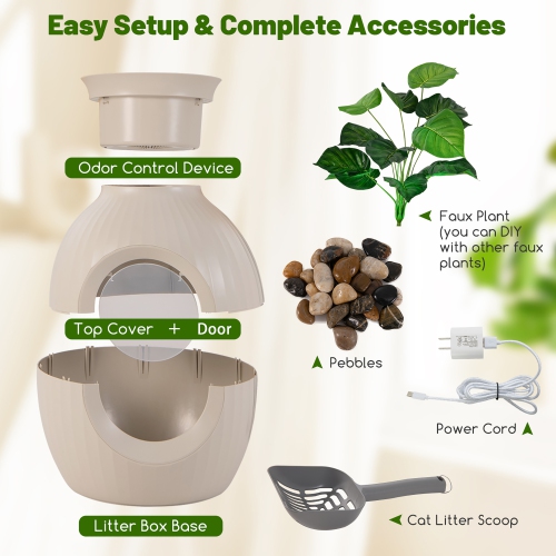 Gymax Plant Cat Litter Box w/ Smart Odor Removal Hidden Cat Litter Box Furniture