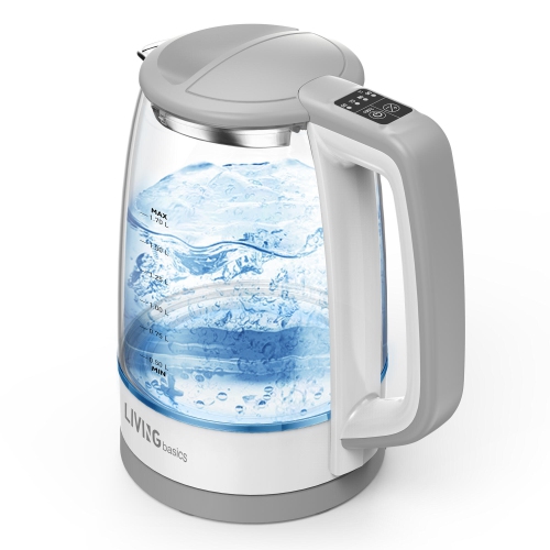 LIVINGBASICS  Temperature Control Electric Kettle, 1.7L Glass Kettle 1700W Water Boilter \w Keep Warm Function, Auto Shut-Off And Boil-Dry Protection