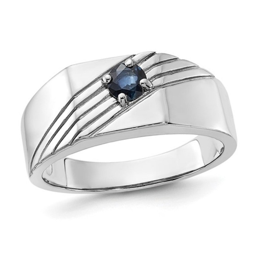 Bague homme, saphir bleu foncé 1/3&nbsp;carat, argent sterling