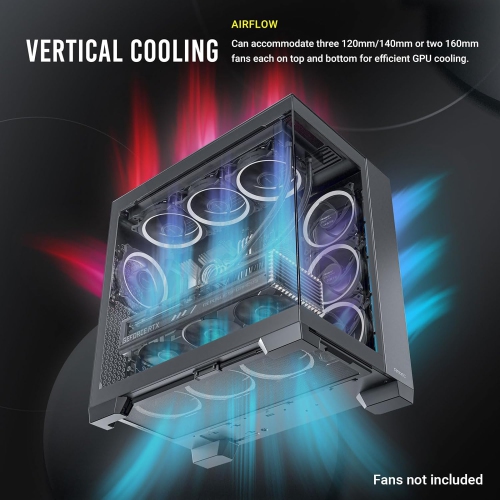 Antec C8, Fans not Included, Dual-Chamber, tooless Design, Type-C, 360mm Radiator Support, Seamless Tempered Glass Front & Side Panels, High Airflow