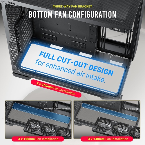 Antec C8, Fans not Included, Dual-Chamber, tooless Design, Type-C, 360mm Radiator Support, Seamless Tempered Glass Front & Side Panels, High Airflow