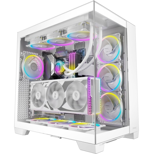 Antec C8 White, Fans not Included, Dual-Chamber, tooless Design, Type-C, 360mm Radiator Support, Seamless Tempered Glass Front & Side Panels, High