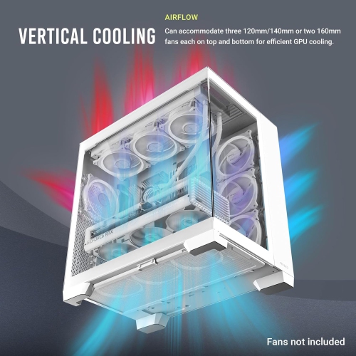 Antec C8 White, Fans not Included, Dual-Chamber, tooless Design, Type-C, 360mm Radiator Support, Seamless Tempered Glass Front & Side Panels, High