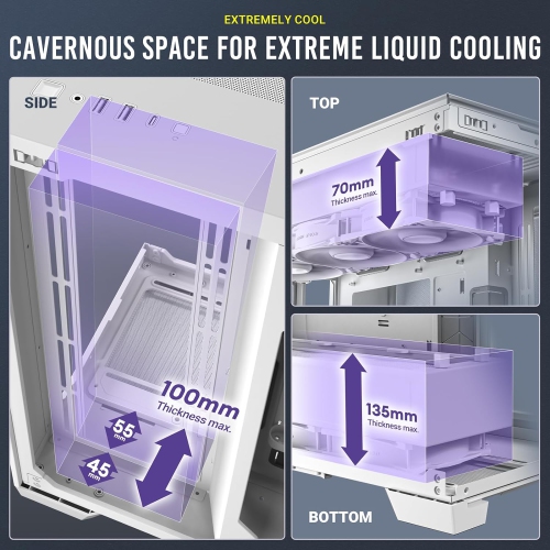 Antec C8 White, Fans not Included, Dual-Chamber, tooless Design, Type-C, 360mm Radiator Support, Seamless Tempered Glass Front & Side Panels, High