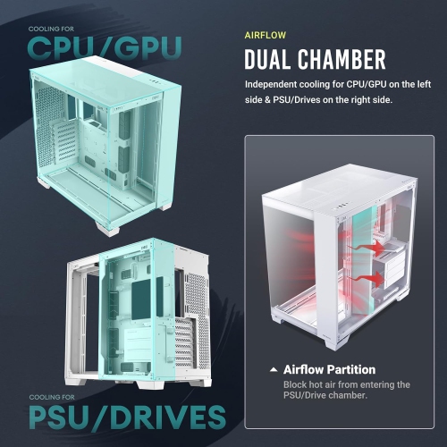 Antec C8 White, Fans not Included, Dual-Chamber, tooless Design, Type-C, 360mm Radiator Support, Seamless Tempered Glass Front & Side Panels, High