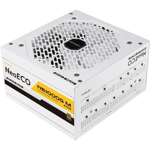 ANTEC NE1000G M White ATX3.0, 1000W Full Modular PSU, 80 Plus Gold, PCIE 5.0 Support, PhaseWave Design, Japanese Caps, Zero RPM Manager, Silent 120mm