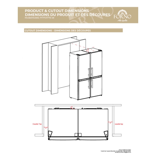 Forno Guardia 23.4-Inch Bottom Freezer Refrigerator Left Swing Stainless Steel, 10.8 cu.ft.