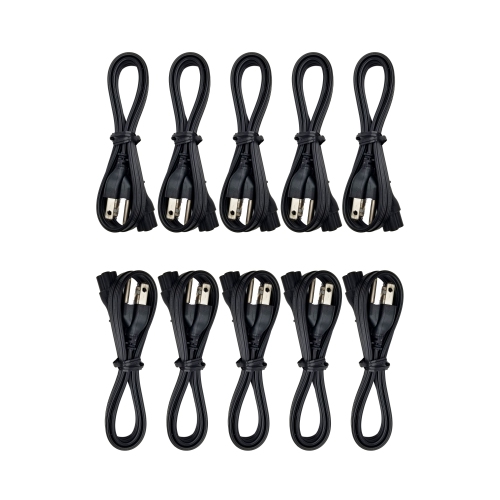 BYC  Refurbished (Good) High Quality Us 3-Prong Ac Plug 3 Pin Notebook Laptop Power Charger Cord Cable - 10 Pack