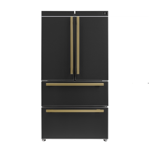 Espresso Moena 36-inch French Door Refrigerator in Black, 19.2 cu.ft with Ice Maker