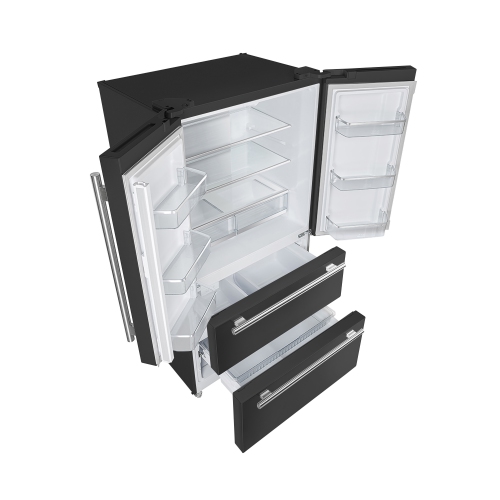 Forno Espresso Moena 36-inch French Door Refrigerator in Black, 19.2 cu.ft with Ice Maker