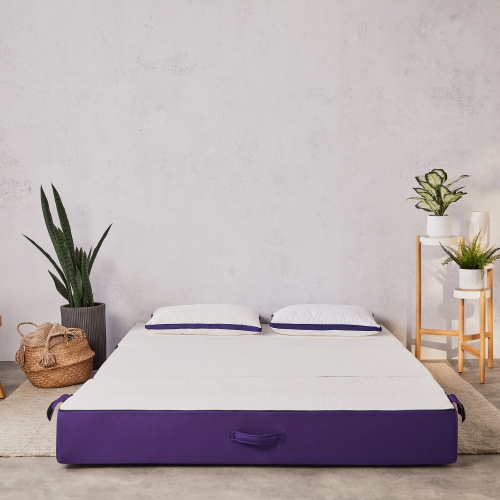 Matelas et sofa pliants en mousse à mémoire PolyCouch de Polysleep – pour invités, sous-sols, dortoirs de collège, salon ou chambre d'enfant – Gris,
