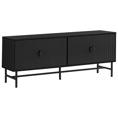 Monarch 60" TV Stand with 2 Closed Cabinets - Black