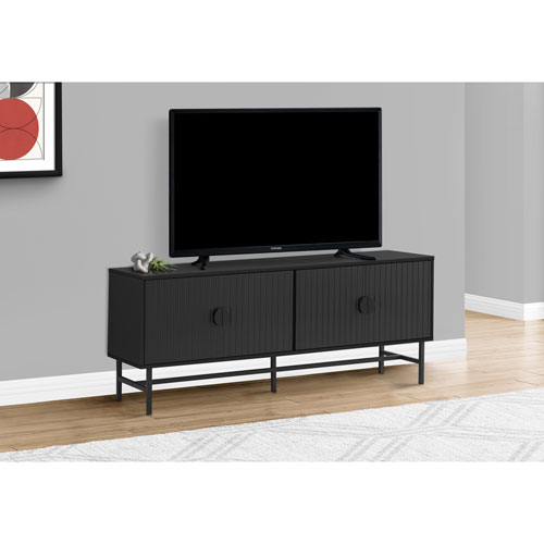 Monarch 60" TV Stand with 2 Closed Cabinets - Black
