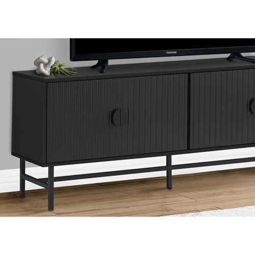 Monarch 60" TV Stand with 2 Closed Cabinets - Black