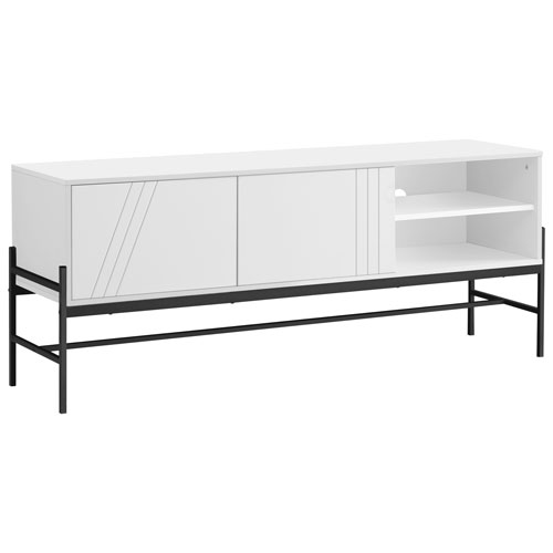 Monarch 60" TV Stand with Storage Cabinet - White