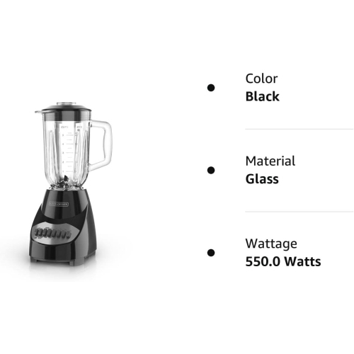 BLACK+DECKER Countertop Blender with 5-Cup Glass Jar