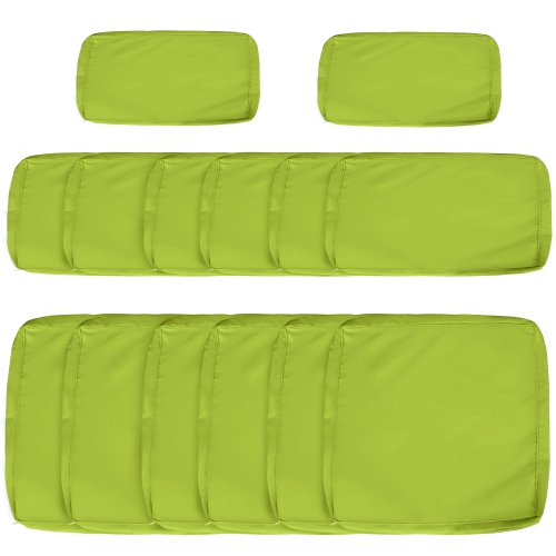 Housses de coussin d'extérieur Outsunny 14Pcs, housses de coussin de rechange pour ensemble de sofa en rotin - aucun coussin inclus, vert pâle