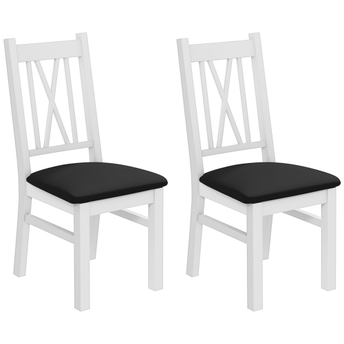 HOMCOM – Ensemble de 2 chaises de salle à manger, chaises de cuisine avec coussin en cuir de polyuréthane, dossier croisé et structure en pin pour sa