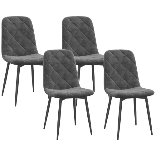 Ensemble de 4 chaises de salle à manger de HOMCOM, chaise de cuisine rembourrée avec pattes en métal, chaises de salle à manger modernes pour la cuis