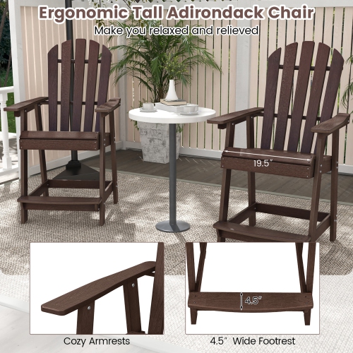 Gymax 4PCS Bar Stool HDPE Chair w/ Armrest Footrest Home Indoor Outdoor Patio Brown