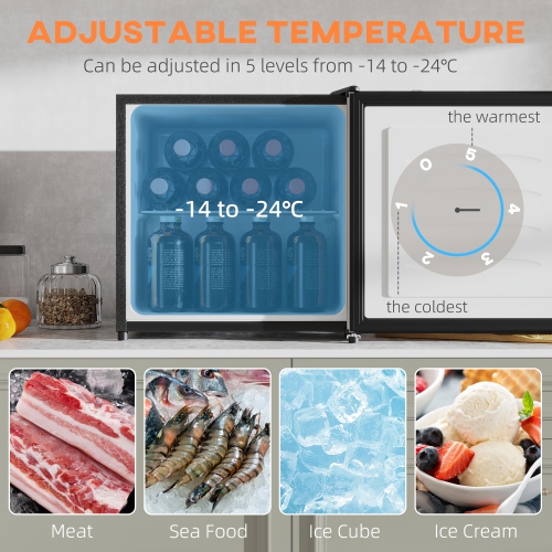 HOMCOM Compact Upright Freezer, 1.1 Cubic Feet Mini Freezer with Reversible Door, Removable Shelf, Adjustable Temperature for Home Office, Apartment,