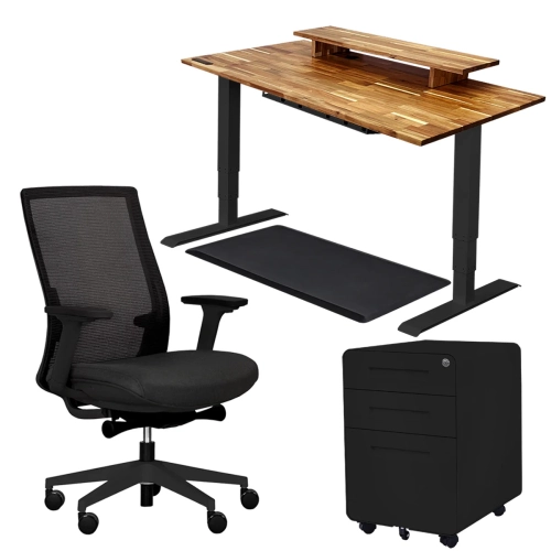 Grove Bundle BlackHeight-Adjustable Solid Wood Standing Desk