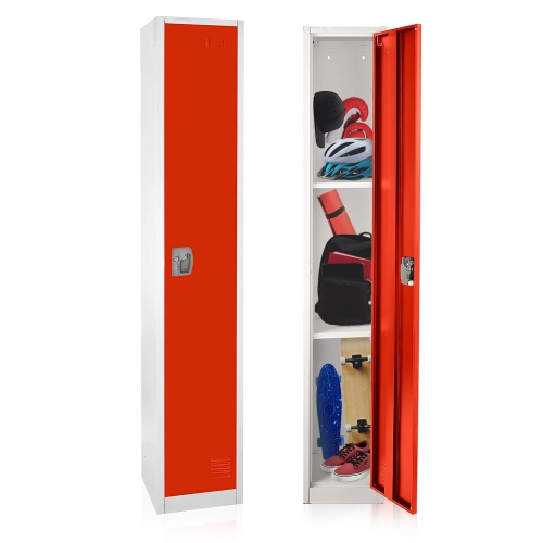 AdirOffice 72 in. H x 12 in. W x 12 in. D 1-Compartment Steel Tier Key Lock Storage Locker in Red