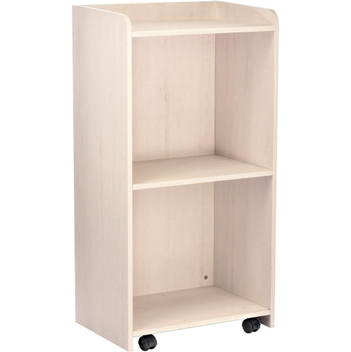 AdirOffice White Wood Mobile Presentation Lectern Stand with Shelves