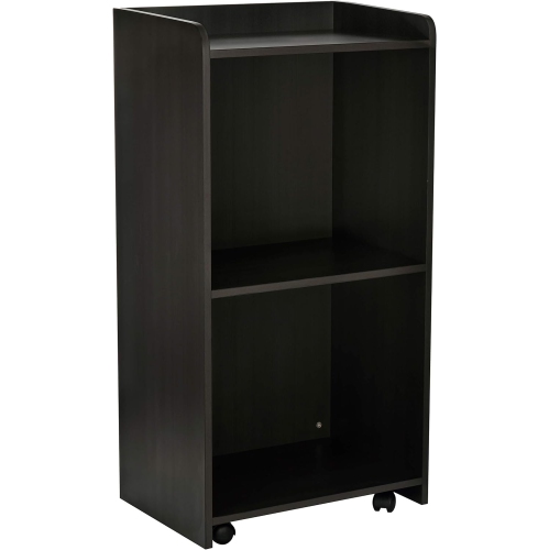 AdirOffice Black Wood Mobile Presentation Lectern Stand with Shelves