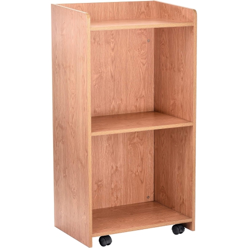 AdirOffice Medium Oak Mobile Presentation Lectern Stand with Shelves