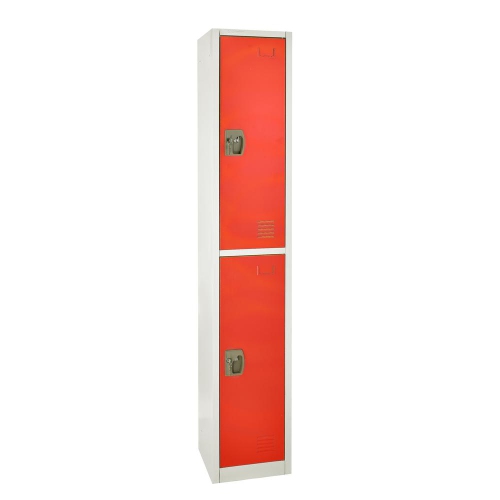 AdirOffice 72 in. H x 12 in. W x 12 in. D Double-Compartment Steel Tier Key Lock Storage Locker in Red