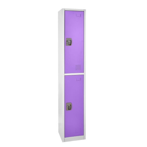 AdirOffice 72 in. H x 12 in. W x 12 in. D Double-Compartment Steel Tier Key Lock Storage Locker in Purple