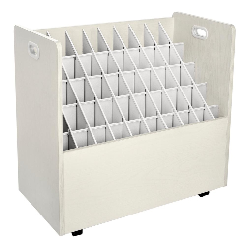 AdirOffice 50-Compartment White Mobile Wood Roll File Storage Organizer