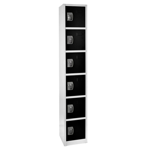 AdirOffice 72 in. x 12 in. x 12 in. 6-Compartment Steel Tier Key Lock Storage Locker in Black