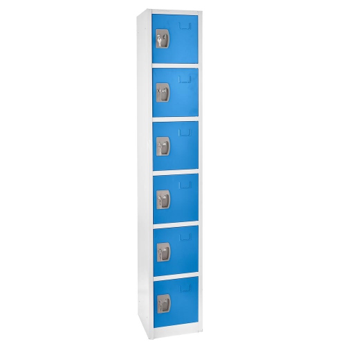 AdirOffice 72 in. x 12 in. x 12 in. 6-Compartment Steel Tier Key Lock Storage Locker in Blue