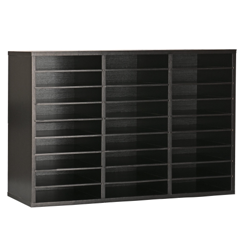 AdirOffice Wooden 27 Compartment Literature Organizer, Black