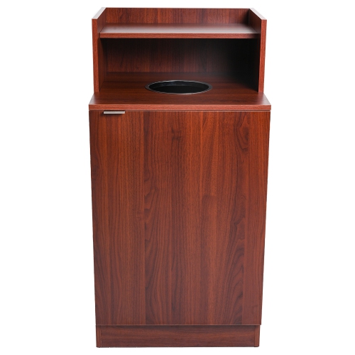 Alpine Industries 32 Gallon Mahogany Wooden Enclosed Waste Receptacle with Drop Hole