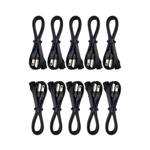 Refurbished High Quality US 3-Prong AC Plug 3 pin Notebook Laptop Power Charger Cord Cable - Pack of 10