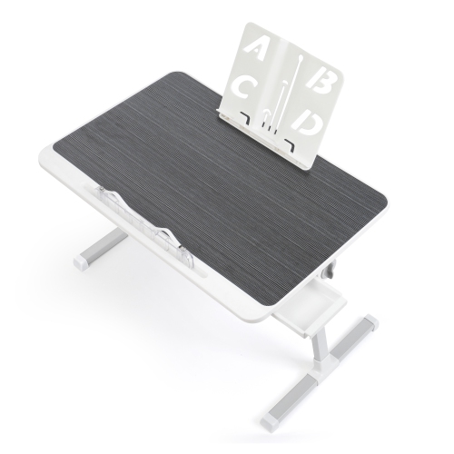 SHOPPINGALL Foldable Laptop Bed Table – Adjustable Portable Lap Desk with Tablet Slot and Drawer - SA-LDB24