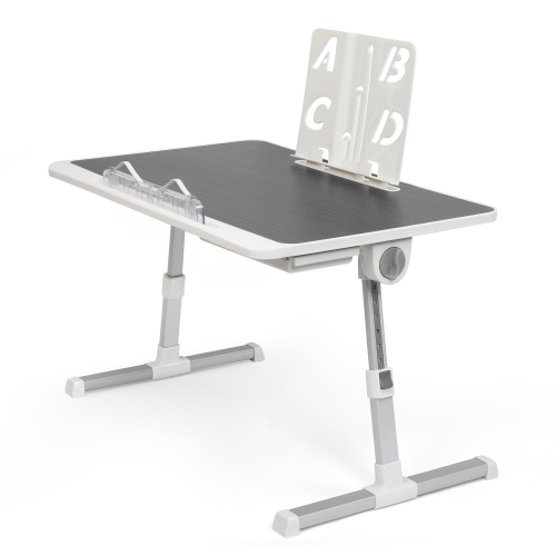 SHOPPINGALL Foldable Laptop Bed Table – Adjustable Portable Lap Desk with Tablet Slot and Drawer - SA-LDB24