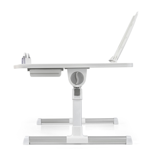 SHOPPINGALL Foldable Laptop Bed Table – Adjustable Portable Lap Desk with Tablet Slot and Drawer - SA-LDB24