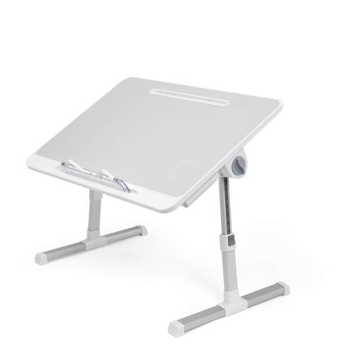 SHOPPINGALL Foldable Laptop Bed Table – Adjustable Portable Lap Desk with Tablet Slot and Drawer - SA-LDB24