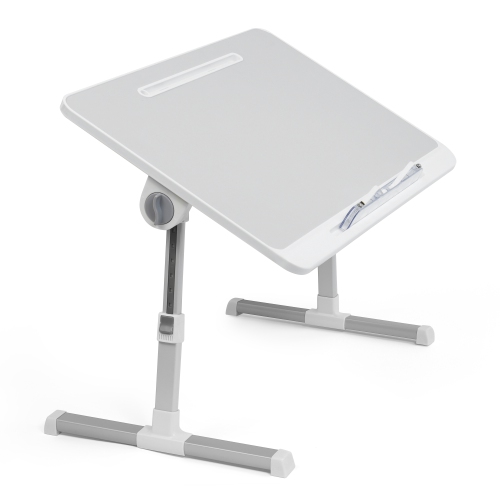 SHOPPINGALL Foldable Laptop Bed Table – Adjustable Portable Lap Desk with Tablet Slot and Drawer - SA-LDB24