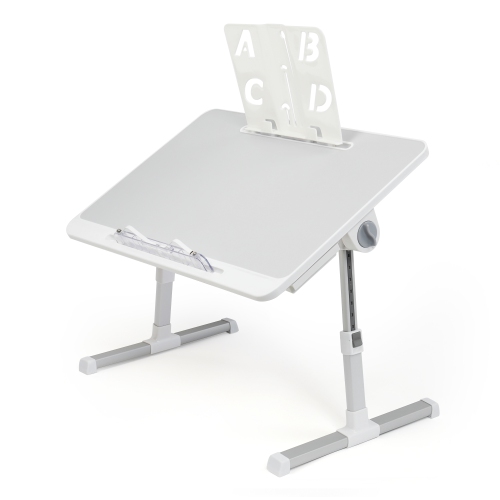 SHOPPINGALL Foldable Laptop Bed Table – Adjustable Portable Lap Desk with Tablet Slot and Drawer - SA-LDB24