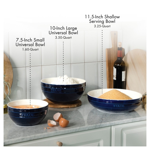STAUB 28 cm – bol de service rond en céramique, bleu foncé