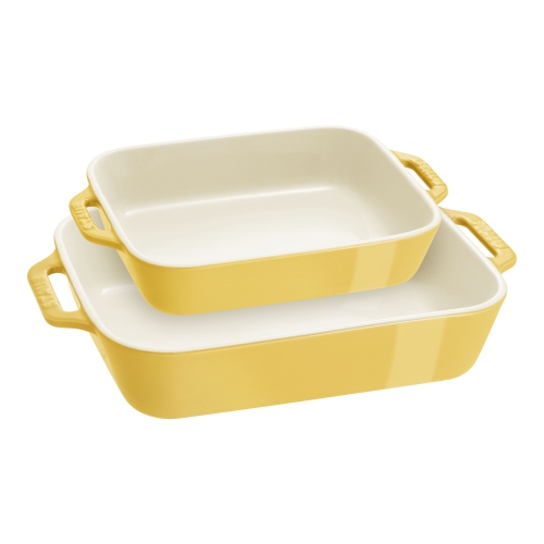 STAUB Ceramique Rectangular Baking Dish Set Citron 2 Piece